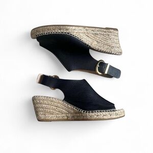 Kanna Spanish brand black leather espadrille wedges US 9 Women’s